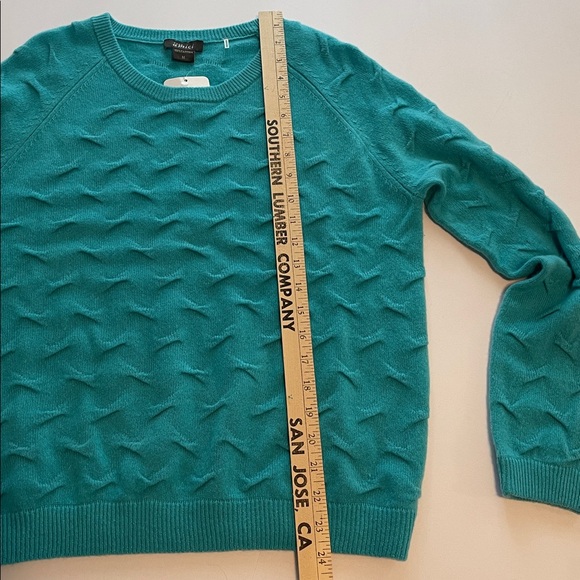 NWT Pure Amici turquoise blue cashmere crew neck sweater size M - Picture 6 of 7
